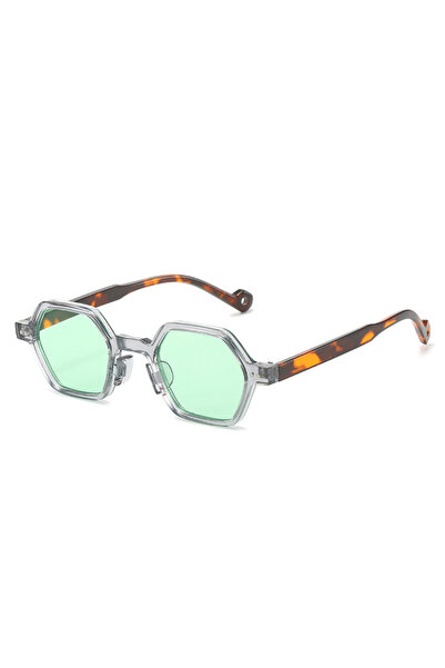 Choice green lens Hexagon Sunglasses Small Frame Irregular European and Ameri...