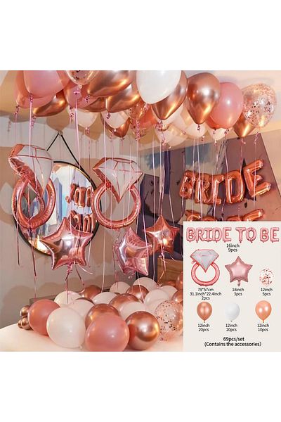 Choice Other 69pcs 69Pcs Bride To Be Balloons Set Wedding Decoration Rose Gold Diamond Balloon Ring Foil Ba