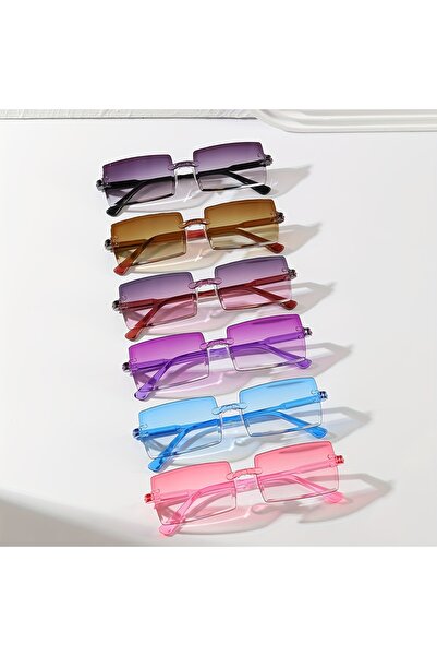 Choice gradient color 6pcs Rectangle Fashion Sunglasses For Women Men Cute Ca...