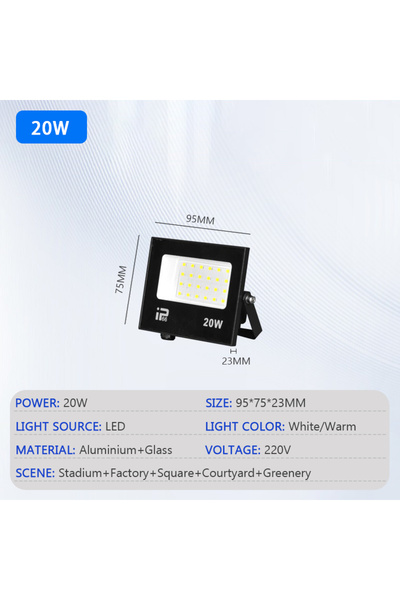 Choice كشاف إضاءة LED خارجي أبيض 20 وات مقاوم للماء IP66، كشاف إضاءة للمسار 1...