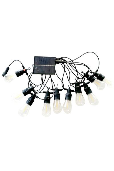 Naimeed Company Șir decorativ luminos cu energie solară, interconectabil, D6077, 5 m, 10 becuri LED, lumină albă caldă