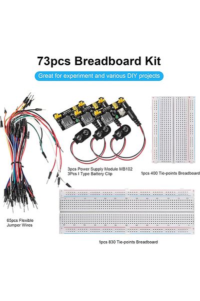 Choice 1 sets Breadboard Kit with 1Pcs 830 & 400 Tie-Points Breadboard 65Pcs Breadboard Jumper Wires 3Pcs P