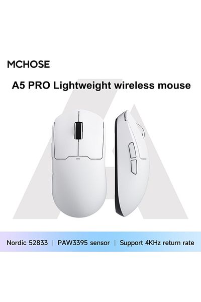 Choice A5Pro White ﻿ A5 Wireless Gaming Mouse Tri-moed connection Wired/2.4Ghz/Bluetooth Paw3395 E-Sports L