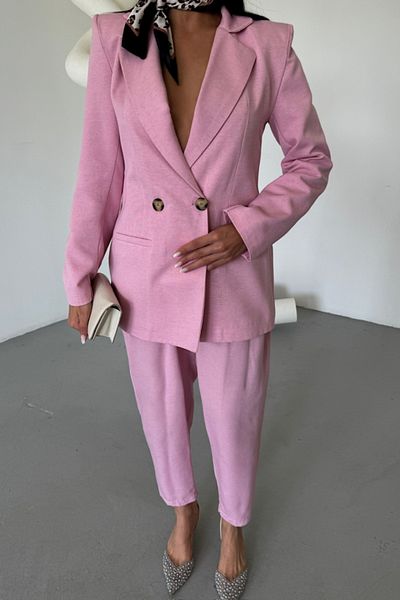 COTTONLAB Linen Jacket - Pants Suit - Pink