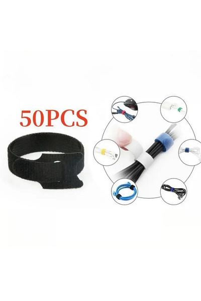 Choice 50PCS Black Cable Organizer Cable Management Cable Winder Tape Protector for Wire Ties Phone Accesso