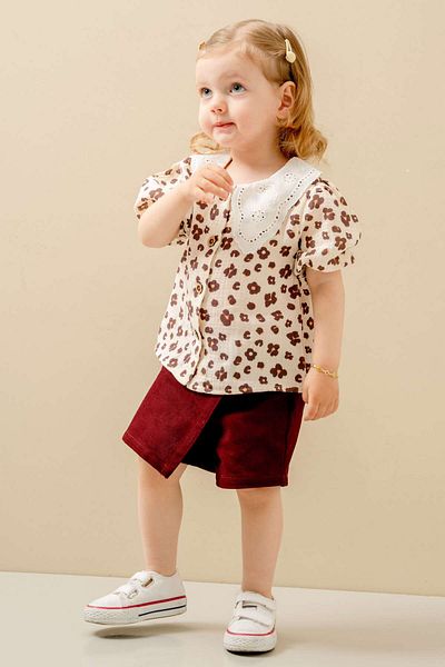 JNF kids Baby Girl Scalloped Shorts Skirt Set (Short Socks with Gift)