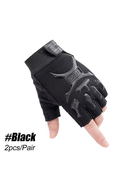 Choice M Black 1Pair Kids Half Finger Cycling Gloves Non-Slip Fingerless Adjustable Mitten Shock-Absorbing
