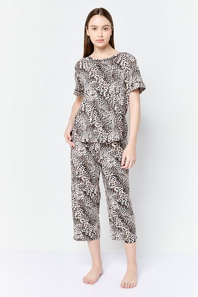 Anne Klein Women 2 Pieces Animal Print Pajama Set, Multicolor