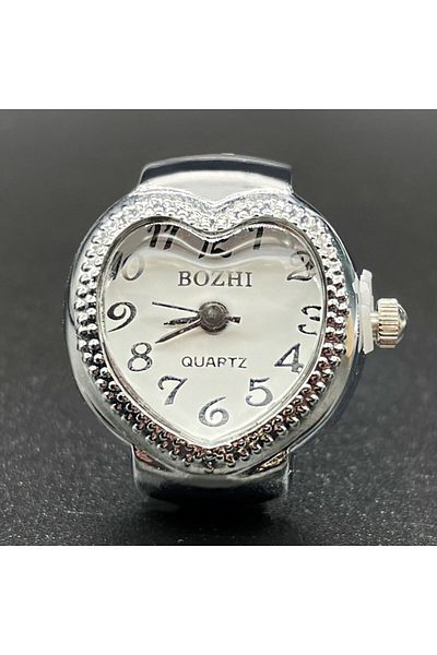 Choice White Alloy Shell Love Quartz Arabic Digital Dial Fashion Men's And Women's Ring Watch Compact