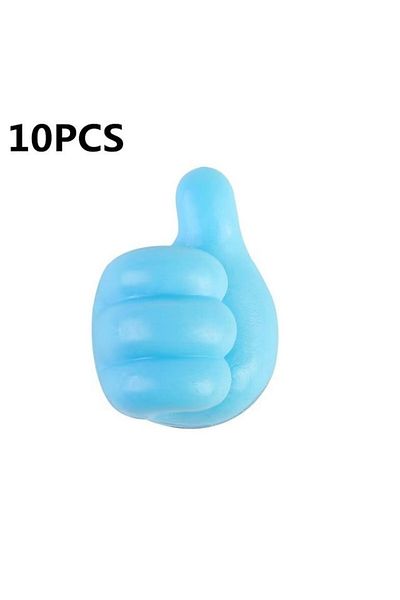 Choice 10PCS Blue Silicone Thumb Wall Hook Cable Management Wire USB Organizer Clips Wall Hooks Hanger Stor