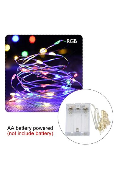 MeeToo 3m RGB 10M 5M 3M 2M Copper Wire LED Tinsel Garland Battery Powered Fairy LED String Lights for Holid