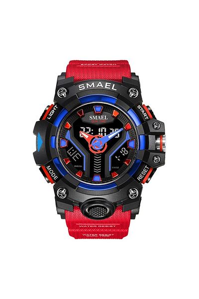 SMAEL No RED New SMAEL Sport Watch for Man Dual Time Watch for Men Shock Resistant Led Light Watch Militar