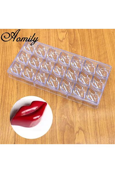 Choice transparent Aomily 3D Lips Shape Plastic Chocolate Cake Mold Polycarbonate Pudding Jelly Candy Ice M