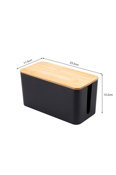 Choice S-Black Cable Storage Box Wooden Power Line Storage Case Dustproof Charger Socket Organizer Wire Cas