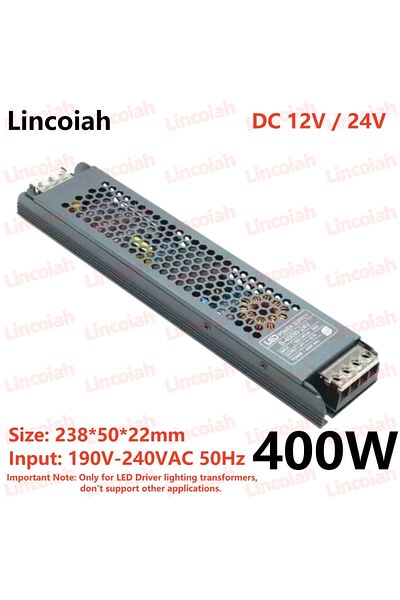 Lincoiah 12 V 400w Lighting Transformer Dc 12v/24v Power Supply Adapter 5a 12a Ultra Thin Led Strip Switch Dr