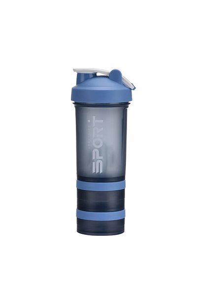 Choice 0.5l Blue Bottle 500ml 3-layer Sports Water Protein Powder Shaker Bottle Outdoor Travel Portable Lea