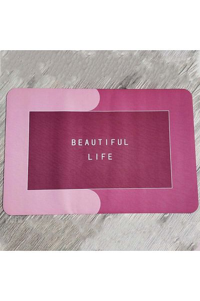PUFO Covoraș de baie antiderapant Life is Beautiful, 58 x 39 cm, roz