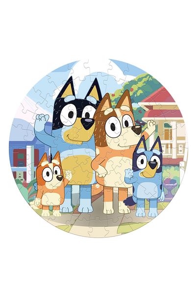 Choice with box Puzzle Animated Cartoon Bluey Dog ​​round Puzzle Paper Decompression Educational Children's