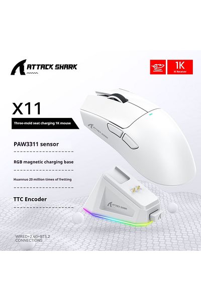 Choice White Attack Shark X11 mouse lightweight PAW3311 E-sports game the third mock examination wireless B