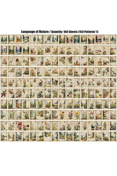 Choice Language of Nature 160 Sheets Vintage Natural Scenery Scrapbook Paper Non-sticky Large Size 160 Diff