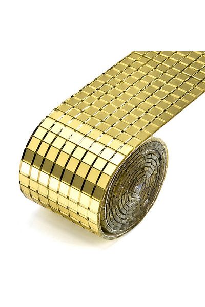 Choice 4 cm x 120 cm gold Leeseph Self Adhesive Mosaic Tiles, 5x5mm Disco Tiles, Square Mirror Mosaic Tile