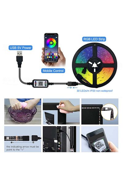 Choice 4m full set Bluetooth USB 5V RGB LED Strip Light 5050 Controller 1M 2M 3M 4M 5M Flexible Diode Lamp