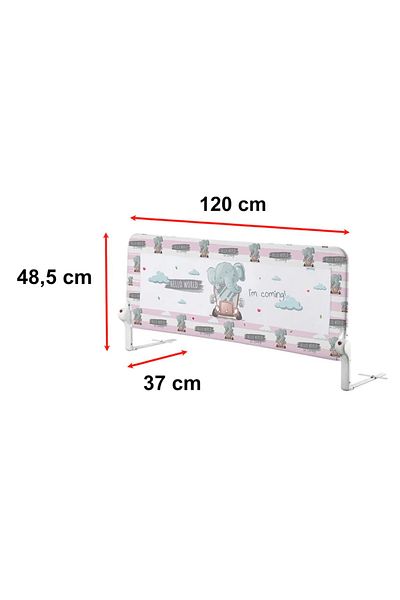 GUİMO Balustradă pliabilă pentru pat, Guimo, 120x48 cm, Salut lume, vin!, Decor elefant, roz