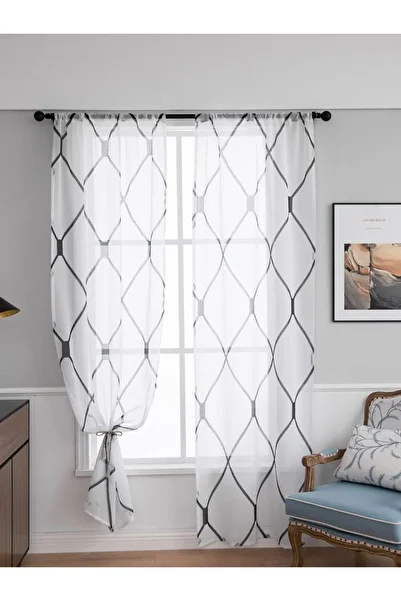 Choice Fixed Pleat 100x130cm white Sheer Curtains White Korean Simple Mesh Veil for Living room, Bedroom