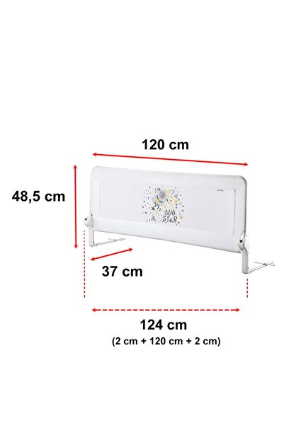 GUİMO Balustradă de pat pliabilă, Guimo, 120x48 cm, Steluță, Decor Oita, Alb