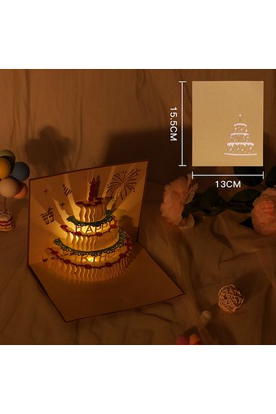 Choice Style 2-God Cake Creative Greeting Card Happy Birthday Party Gift Message Cards Party Gifts 3D Happy