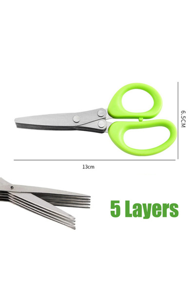 Choice1 مقص متعدد الوظائف من الفولاذ المقاوم للصدأ بخمس طبقات، مقص مطبخ بثلاث طبقات وخمس طبقات، قاطع بصل أخضر، فلفل