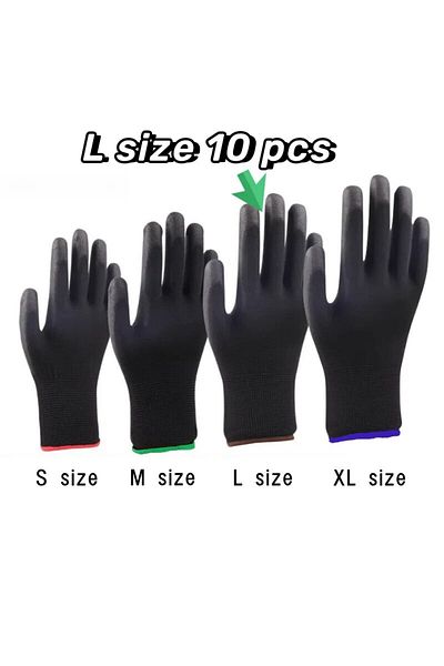 Choice 10pairs black L 10 Pairs Durable Safety Gloves - Anti-Slip, Wear-Resistant, ESD Protection for Garde