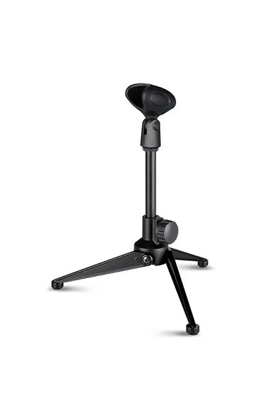 lamgool Black Adjustable Mini Table Stand Universal Microphone Stand Desktop Tripod Portable Mic Clip Holder