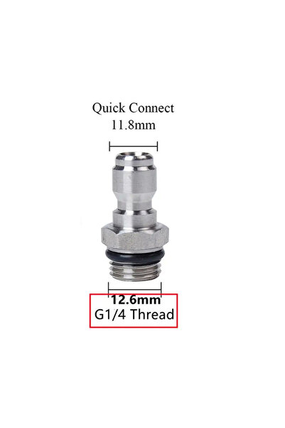 Choice7 Dark Grey 1/4 Quick Release Connector 14mm Male Thread to 1/4 inch Ad...