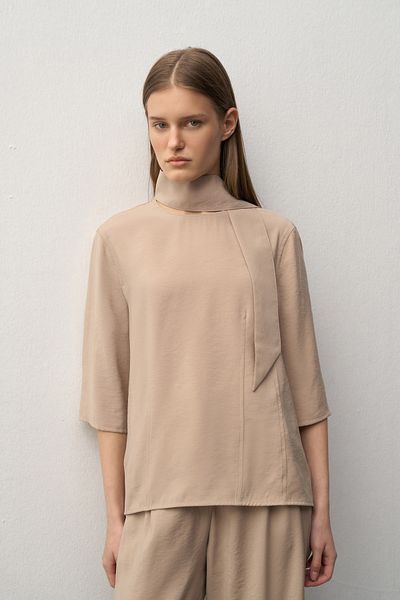 Mathilda By Çiğdem Bilici Women's Mink Lora Scarf Blouse
