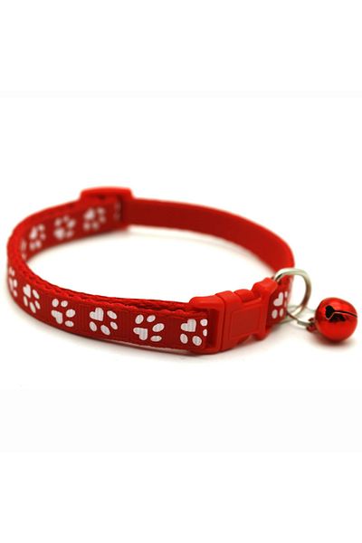 Choice 1 Pet Collar With Bell Cartoon Footprint Colorful Dog Puppy Cat Accessories Kitten Collar Adjustabl.