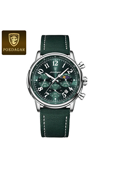 Choice ساعة رجالية رياضية عسكرية فاخرة باللون الفضي والأخضر NL 808 مقاومة للم...