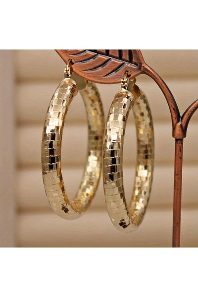 Choice E1398-1 1 Pairs Luxury Stylish Gold Plated Copper Oval Hoop Big Earrings For Women Girls Fashion Acc