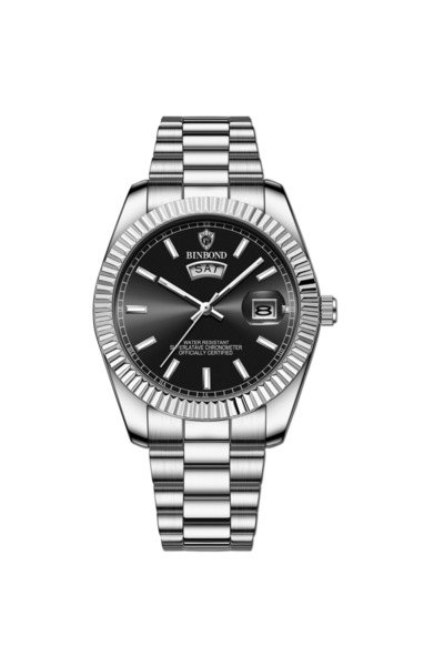 Choice1 Silver black BINBOND B7012 Mens Fashion Business Sports Quartz Watch ...