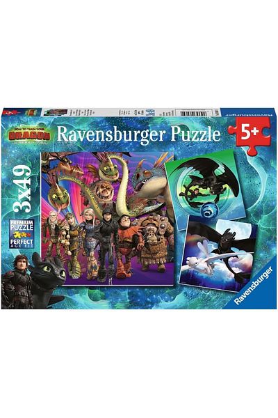 RAVENSBURGER Ravensburger How to Train Your Dragon Jigsaw Puzzle -Three Puzzles - 49 Pieces Each
