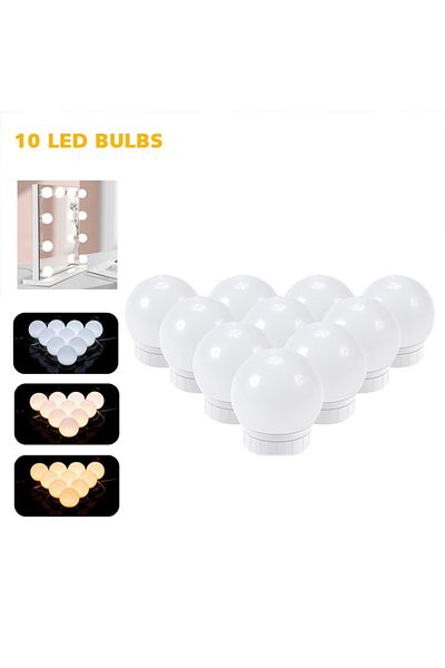 Heinast 10LED 1PC LED Makeup Mirror Light Bulbs USB Charging Vanity Makeup Mirror Lights Bathroom Dressing T