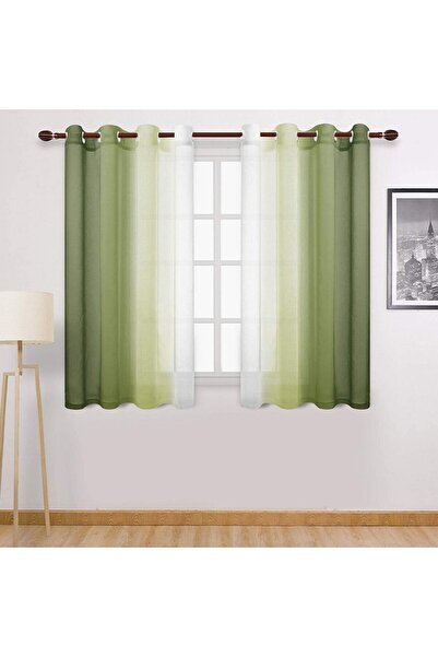 Choice ستارة خضراء قطعة واحدة مع فلتر حلقي صناعي شبه شفاف، ستارة متدرجة الألو...