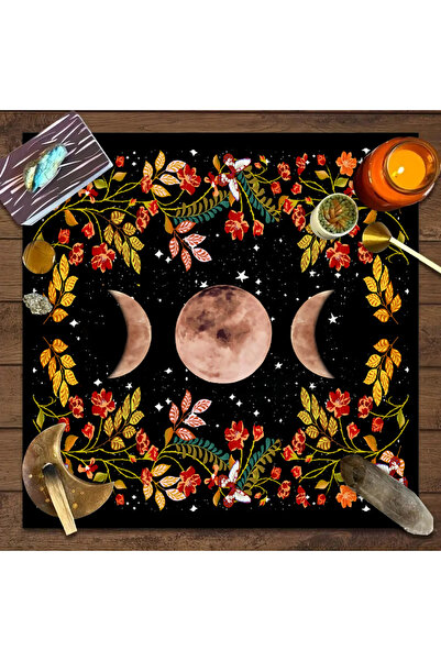 Choice مفرش طاولة بطاقات التاروت على شكل زهرة ضوء القمر مقاس 49×49 سم JP124، قطعة واحدة، حصيرة بطاقات المذبح، ملحق سحر التنجيم