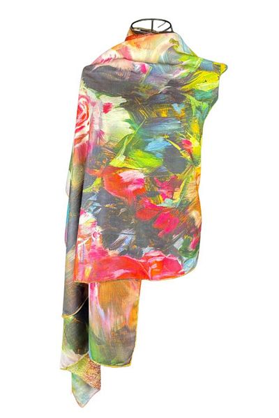 DACSHOP Double-sided shawl scarf painted orange/pink