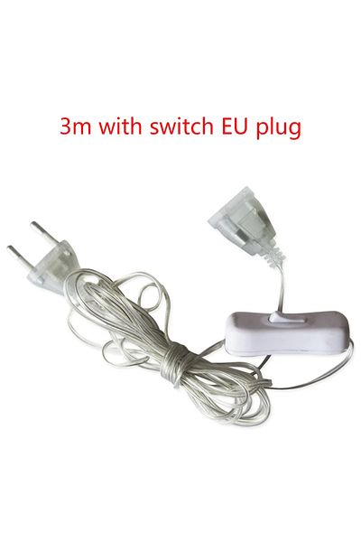 Choice 3M with switch EU EU / US Plug 3 / 5m Extender Wire For LED String Light Christmas Holiday Wedding P