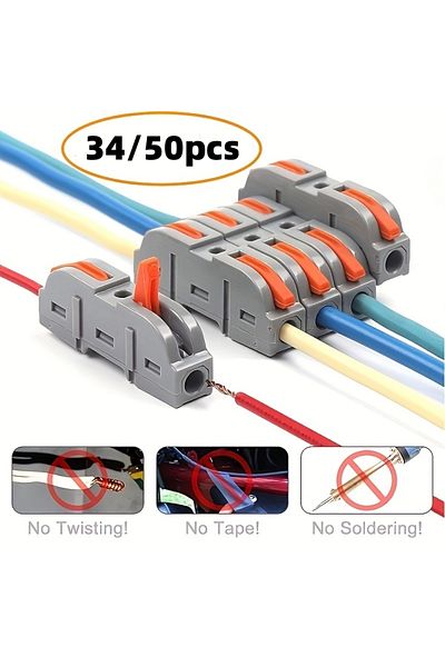 Choice 34pcs Wire Connectors1 To 1 Inline Electrical Lever Wire Connectors Nuts Push-in Quick Conductor Com