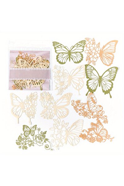 Choice 10 قطع من ورق مجوف من الدانتيل العتيق على شكل فراشة ورقية يدوية مخطط د...