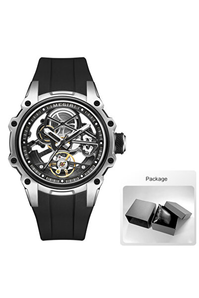 Choice ساعة MEGIR رياضية أوتوماتيكية ميكانيكية فضية اللون للرجال بعلبة من الف...