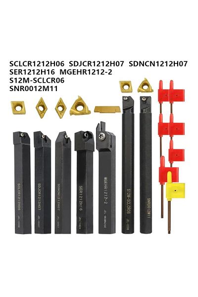 Choice 14pcs Set XCAN 12mm Shank CNC Lathe Machining Cutter 7pcs Carbide Inserts&Spanners External Turning