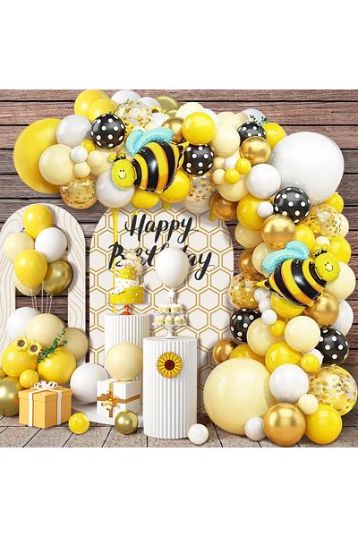 Choice Other As Picture 107Pcs Yellow Bee Theme Balloon Arch Set, Yellow and White Gold Balloon, with Bee B